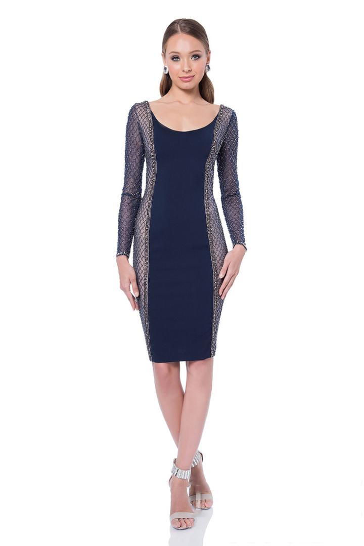 Terani Couture - Eye-catching Cocktail Dress With Illusion Sleeves 1611c0023