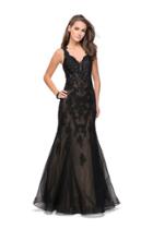 La Femme - 25961 Beaded Lace V-neck Mermaid Dress