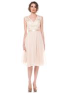 Glow By Colors - G318s Tea-length Illusion Lace Dress