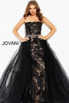 Jovani - 54886 Strapless Embellished Gown With Tulle Overskirt
