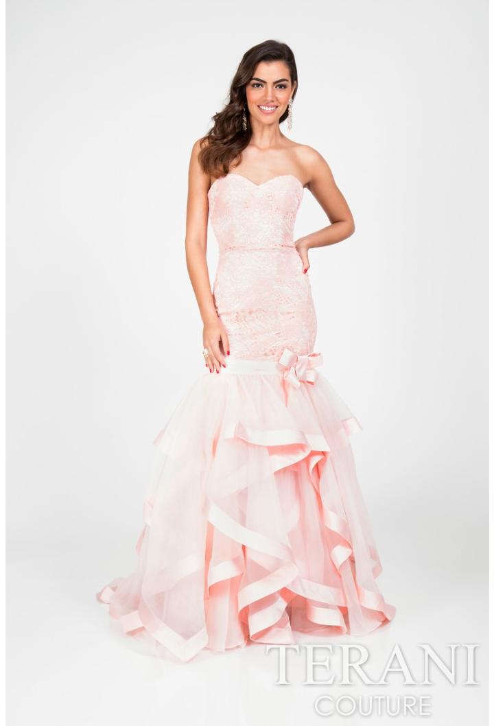 Terani Prom - Strapless Sweetheart With Bow Aplique Mermaid Gown 1711p2603