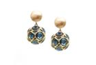 Tresor Collection - London Blue Origami Sphere Ball Ball Earring In 18k Yellow Gold