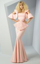 Mnm Couture - G0883 Floral Applique Square Neck Mermaid Gown