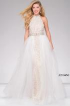 Jovani - High Neck Overlay Prom Gown 45138