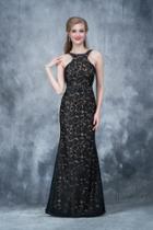 Nina Canacci - 2127 Jewel Neck Fitted Lace Evening Gown