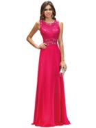 Dancing Queen - Eye-catching Jeweled And Laced Two-piece Illusion Sweetheart Chiffon A-line Dress 9322