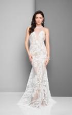 Terani Couture - Sheer Lace Appliqued Trumpet Gown 1711e3160
