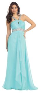 May Queen - Elegant Jeweled Halter Strap A-line Dress Mq1085