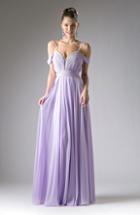 Cinderella Divine - Shirred Plunging Sweetheart Chiffon Gown