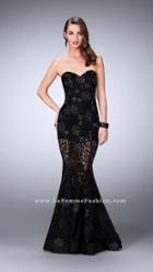 La Femme - Dainty Embellished Floral Lace Long Evening Gown 24220