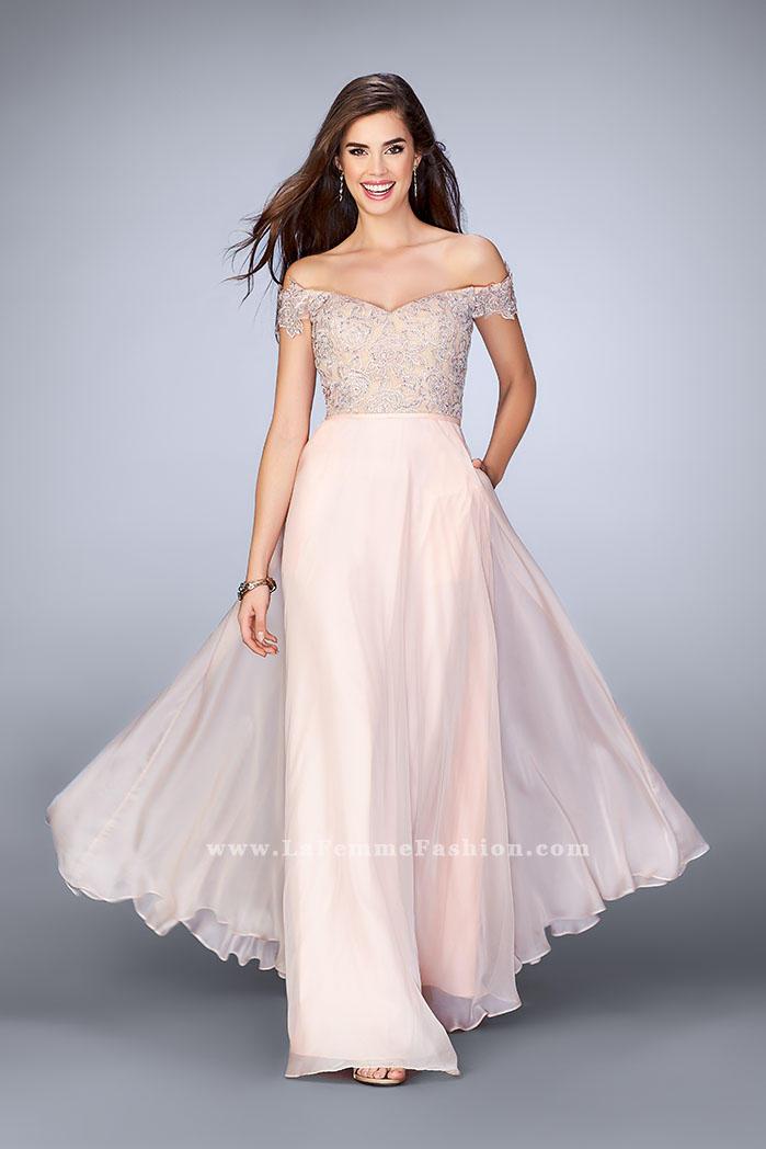 Off-the-shoulder Beaded Lace Chiffon Prom Dress 24001