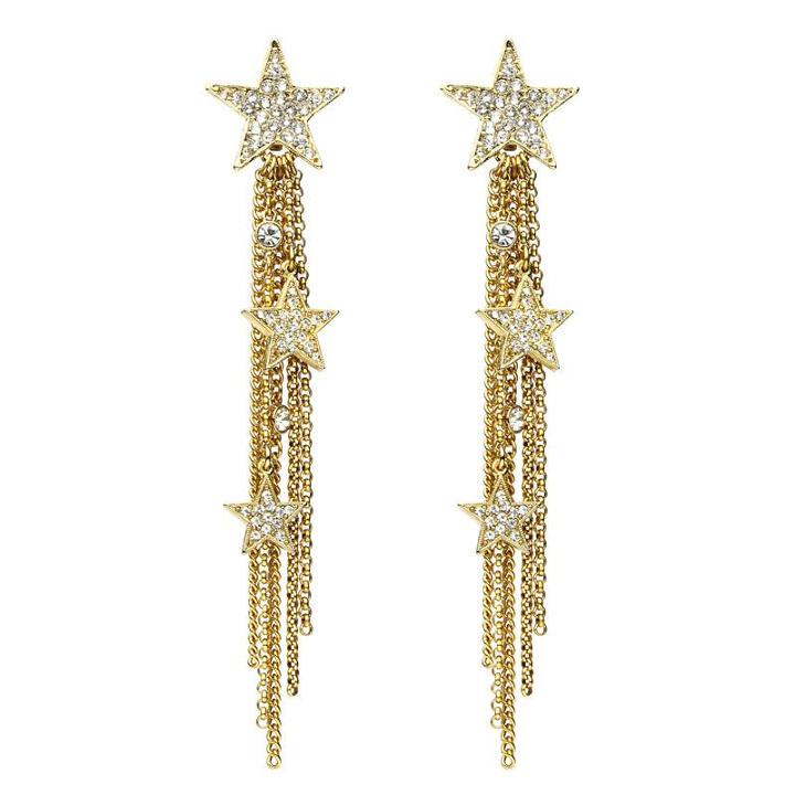 Ben-amun - Rock Star Crystal Gold Tassel Drop Earrings