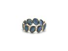 Tresor Collection - Aquamarine Oval Cab Stackable Ring Band In 18k Yellow Gold