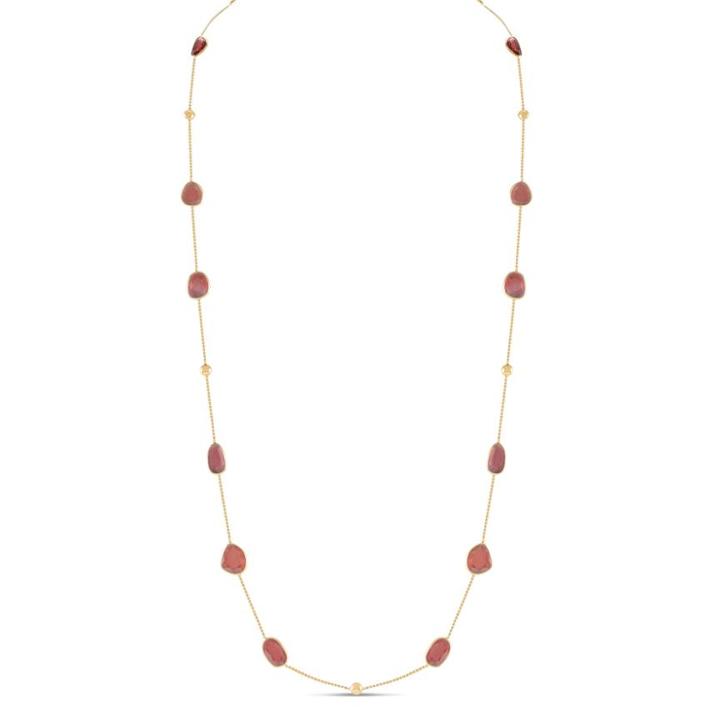 Tresor Collection - Rhodolite Flat Stone Necklace In 18k Yellow Gold