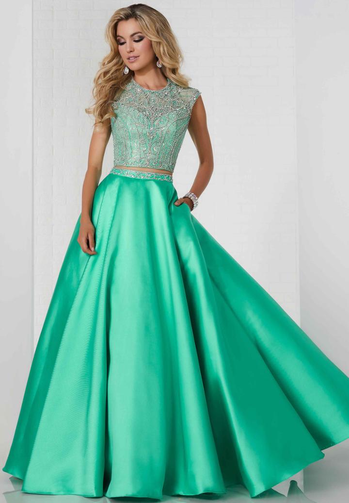 Tiffany Homecoming - 46136 Embellished Two-piece Mikado Ballgown
