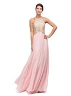 Dancing Queen - 9776 Chiffon Halter A-line Dress