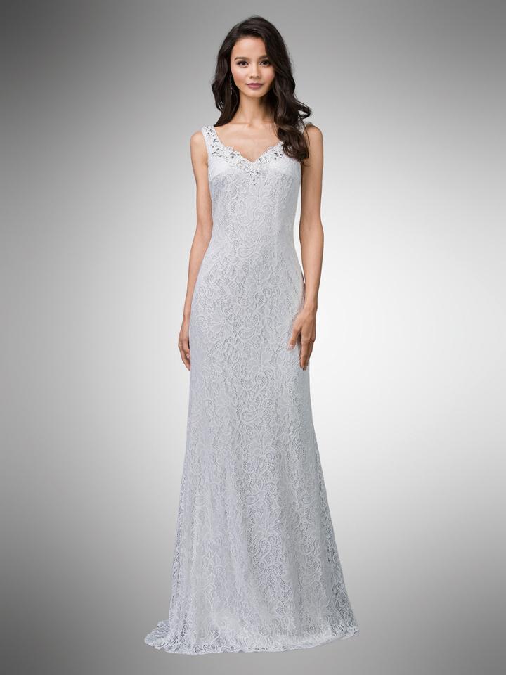 Dancing Queen - 9981 Bedazzled Lace V-neck Sheath Dress