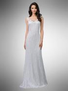 Dancing Queen - 9981 Bedazzled Lace V-neck Sheath Dress