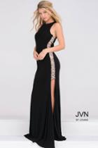 Jovani - Beaded Side Panel Jersey High Neck Prom Dress Jvn47769