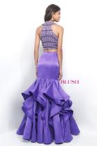 Blush - Two-piece Decked High Neck Mikado A-line Dress 11216