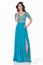 Terani Evening - Elaborately Beaded V-neck A-line Gown 1621m1714