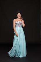 Glow By Colors - G787 Multi-colored Embellished Chiffon A-line Dress