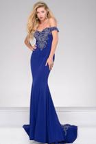 Jovani - Off The Shoulder Train Dress 32360