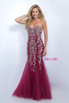 Blush - Ornate Sweetheart Tulle Mermaid Gown 7017