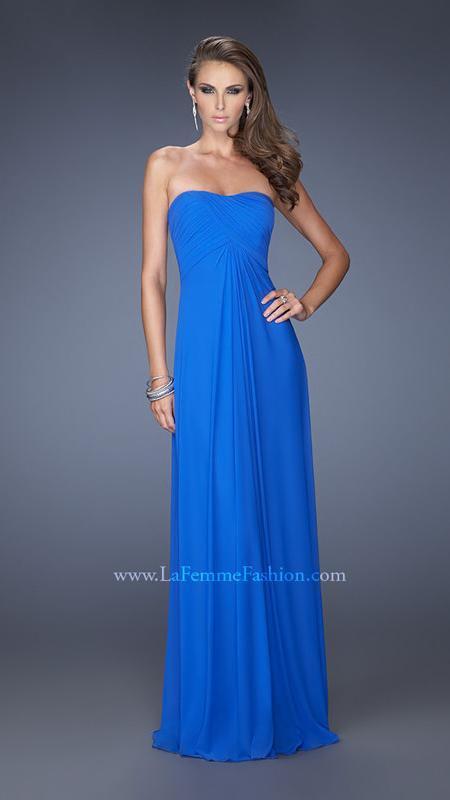 La Femme - Strapless Ruched Long Gown In Red 19975