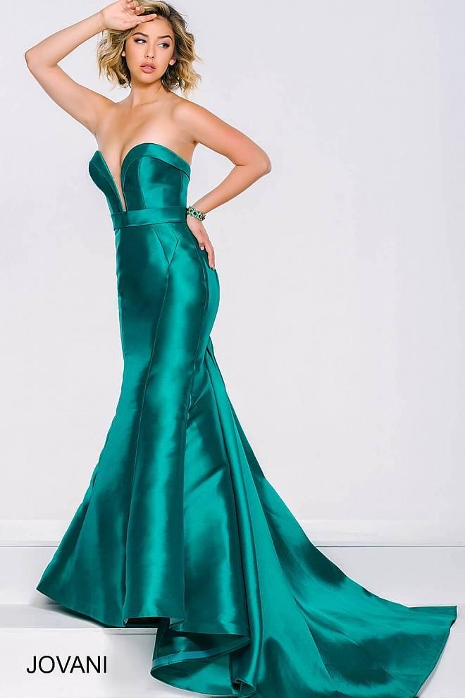 Jovani - Strapless Deep Cut Sweetheart Long Dress 40703