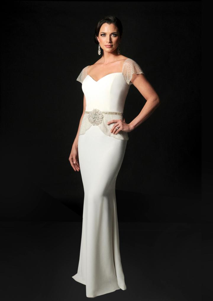 Daymor Couture - Rosette Accented Sheath Dress 8009