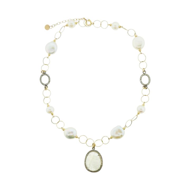 Mabel Chong - Pave Diamond Pearl Necklace