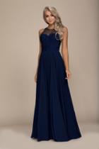 Nox Anabel - Y009 Jeweled Lace Bodice Chiffon A-line Gown