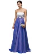 Dancing Queen - Strapless With Floral Print Bodice A-line Dress 9425