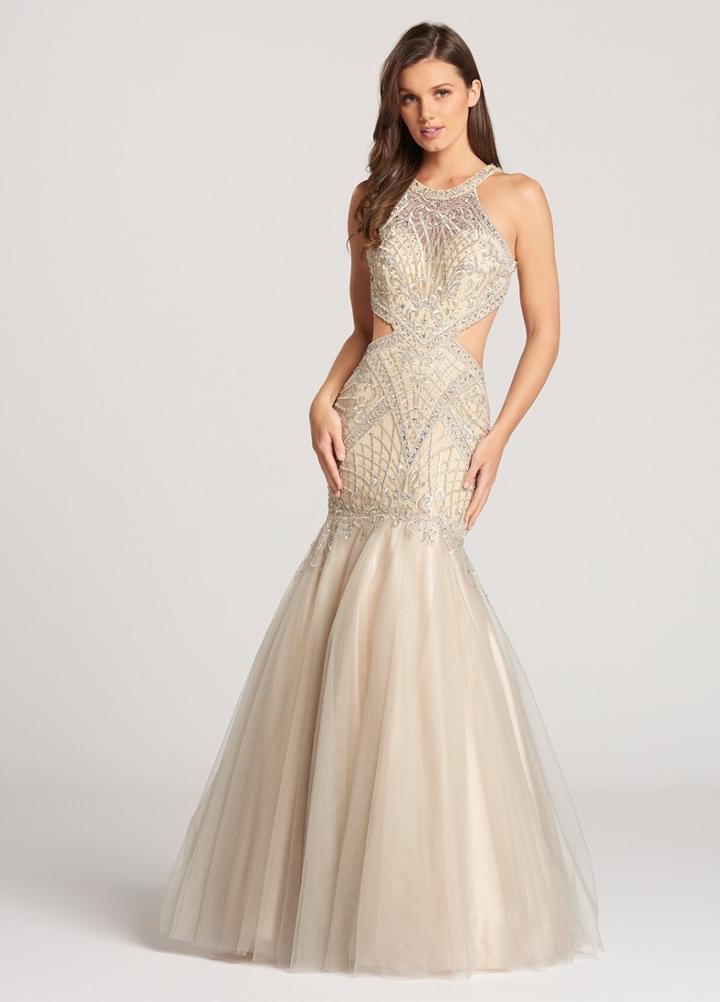 Ellie Wilde - Ew118157 Beaded Halter Trumpet Gown
