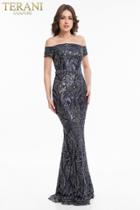 Terani Couture - 1823e7353 Bedazzled Off-shoulder Sheath Gown
