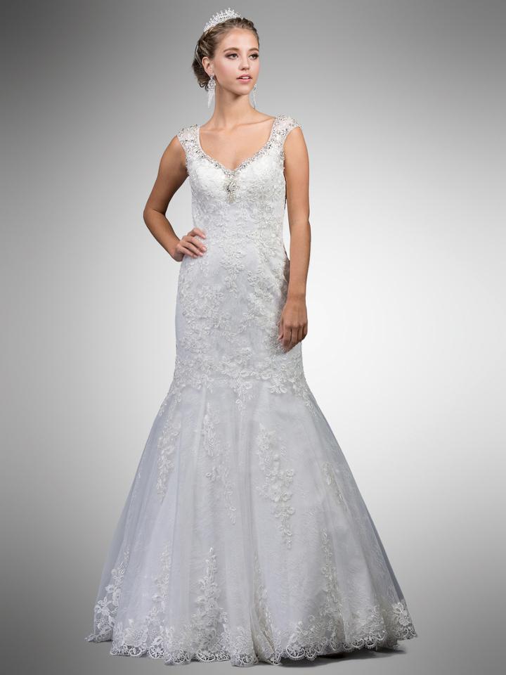 Dancing Queen - 46 Lace Applique V-neck Trumpet Gown