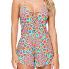 Luli Fama - Star Girl Deep V Laced Romper In Multi-color (l434870)