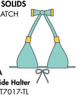 Nicolita Swimwear - New! Slide Adjustable Halter Bikini Top With Gold Trim Hardware In Teal