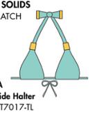 Nicolita Swimwear - New! Slide Adjustable Halter Bikini Top With Gold Trim Hardware In Teal