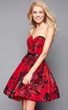 Clarisse - 3313 Sweetheart Floral Satin Cocktail Dress