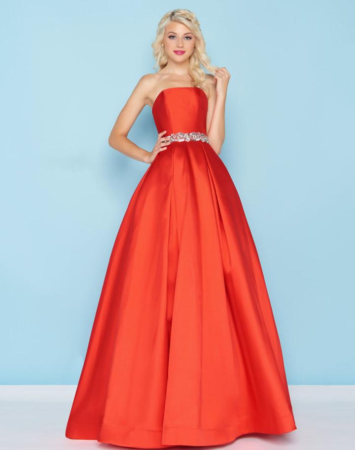 Mac Duggal - 66326h Strapless Bejeweled Waist Mikado Ballgown