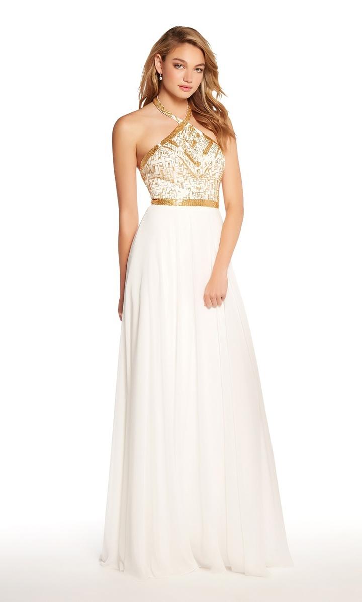 Alyce Paris - 60043 Embellished Halter Chiffon A-line Dress