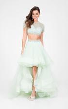 Terani Couture - Elegant Two Piece Short Sleeve Hi-low Gown 1712p2743