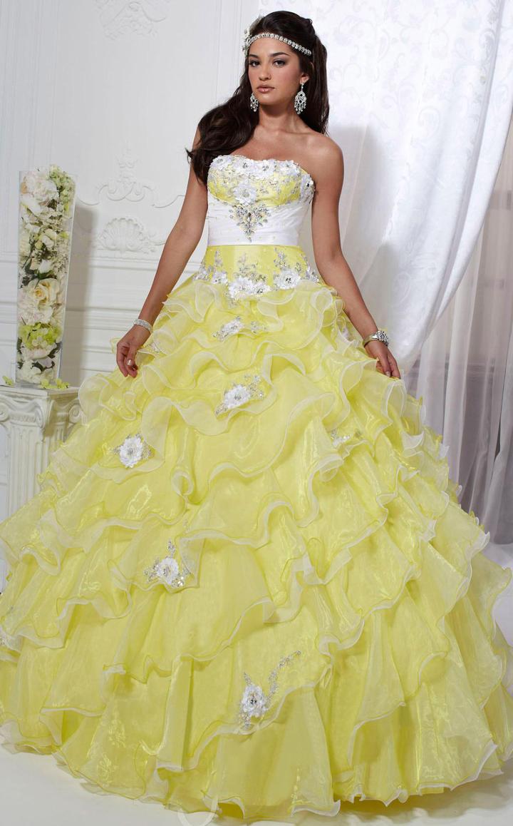 Tiffany Designs - 56226 Strapless Floral Appliqued Ballgown
