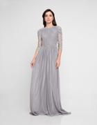 Terani Couture - 1813m6709 Quarter Sleeve Pleated Evening Dress
