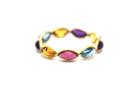 Tresor Collection - Multicolor Stones Marquise Ring Band In 18k Yellow Gold