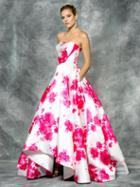 Colors Dress - 1685 Strapless Floral Mikado High Low Dress
