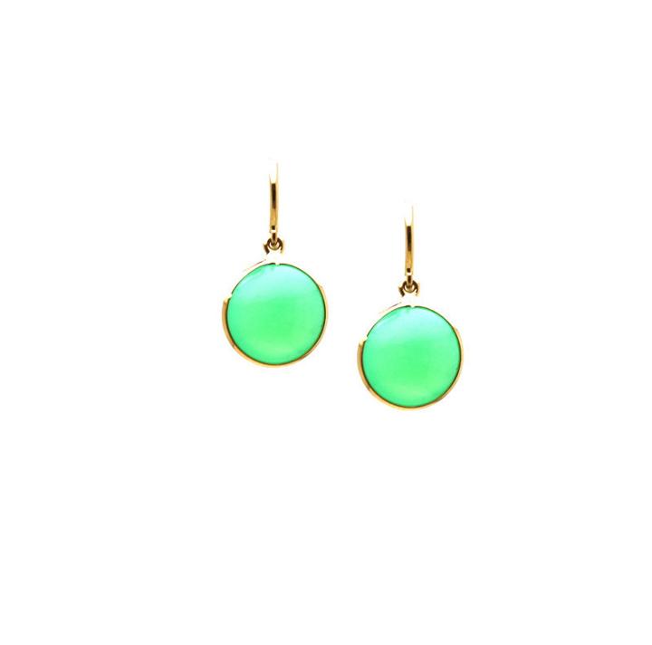 Tresor Collection - Crysophrase Simple Round Dangle Earring In 18k Yellow Gold