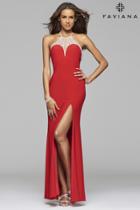 Faviana - 7727 Jersey Halter Prom Dress With Rhinestone Detail